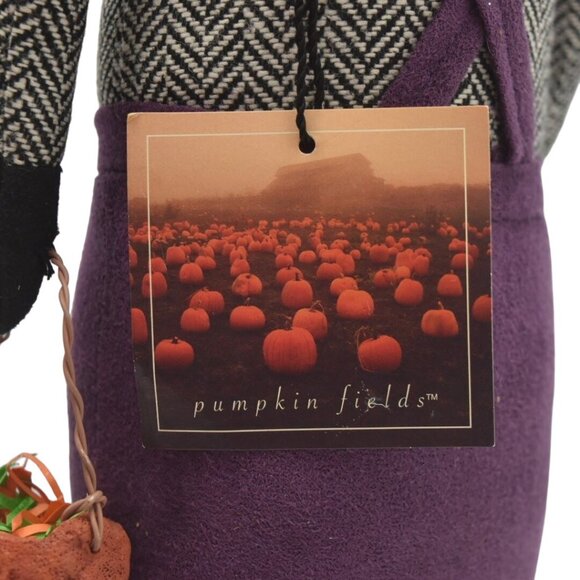 Halloween Black Cat Witch Figurine Pumpkin Basket Hat by Pumpkin Fields - Picture 6 of 6